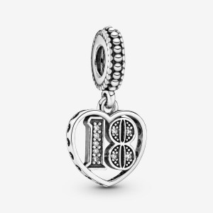 Pandora 18th Celebration Dangle Charm Sterling Silver | 347XYUBNP