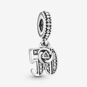 Pandora 50th Celebration Dangle Charm Sterling Silver | 186DVUGJY