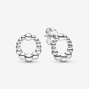 Pandora Beaded Circle Stud Earrings Sterling Silver | 316WBJHZU