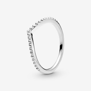 Pandora Beaded Wishbone Ring Sterling Silver | 316IURPJY