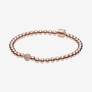 Pandora Beads & Pavé Bracelet Rose Gold Plated | 378MEPTIR