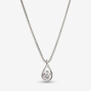 Pandora Brilliance Lab-created 0.50 ct tw Diamond Pendant & Necklace White Gold | 237AOPJTV