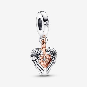 Pandora Celestial Compass Angel Wings Dangle Charm Two-tone | 452EJDKTN