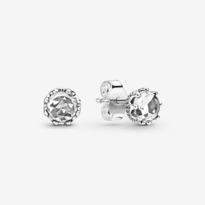 Pandora Clear Sparkling Crown Stud Earrings Sterling Silver | 621BLMHNU