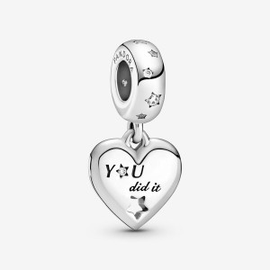 Pandora Congratulations Heart & Stars Dangle Charm Sterling Silver | 157QCXGHE