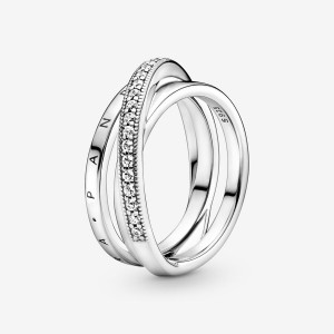 Pandora Crossover Pavé Triple Band Ring Sterling Silver | 429SYPWMV