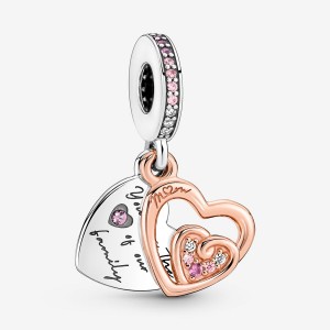 Pandora Entwined Infinite Hearts Double Dangle Charm Two-tone | 218DFYAVC