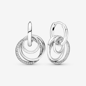 Pandora Family Always Encircled Hoop Earrings Sterling Silver | 537FGVAEO