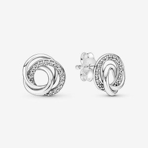 Pandora Family Always Encircled Stud Earrings Sterling Silver | 874KFEYNV