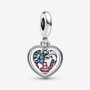 Pandora Family Spinning Heart Globe Dangle Charm Sterling Silver | 860OWARYZ