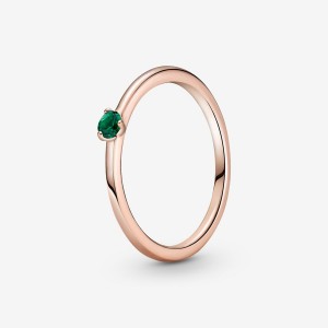 Pandora Green Solitaire Ring Rose Gold Plated | 078BRWETX