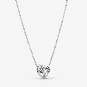 Pandora Heart Family Tree Collier Necklace Sterling Silver | 719EKGFMO