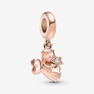 Pandora Heart Winged Angel Dangle Charm Rose Gold Plated | 502RXJAMZ