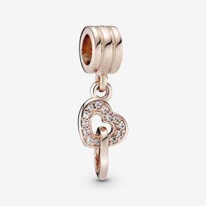 Pandora Interlocking Hearts Dangle Charm Rose Gold Plated | 984PKTLME