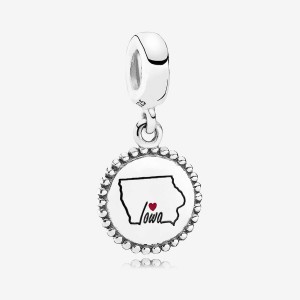 Pandora Iowa State Heart Dangle Charm, Mixed Enamel Sterling Silver | 269XWYRZH