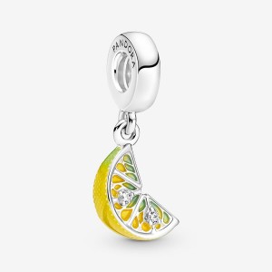 Pandora Lemon Slice Sparkling Fruit Dangle Charm Sterling Silver | 315SCXAUK