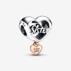 Pandora Love You Sister Heart Charm Two-tone | 468DUVQYP