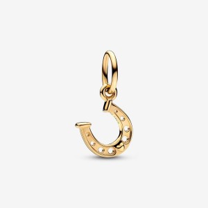 Pandora Lucky Horseshoe Dangle Charm Gold | 287DXMBYG