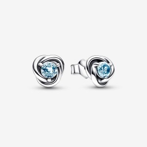 Pandora March Sea Aqua Blue Eternity Circle Stud Earrings Sterling Silver | 370KLSRAX