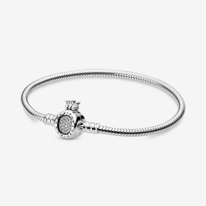 Pandora Moments Crown O Clasp Snake Chain Bracelet Sterling Silver | 045PSNFCA