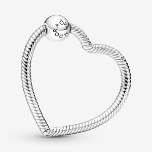 Pandora Moments Heart Charm Holder Sterling Silver | 721KBLAFZ