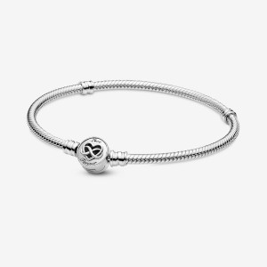 Pandora Moments Heart Infinity Clasp Snake Chain Bracelet Sterling Silver | 562MHUCQA