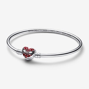 Pandora Moments Marvel Spider-Man Mask Clasp Bangle Sterling Silver | 759CETZOA