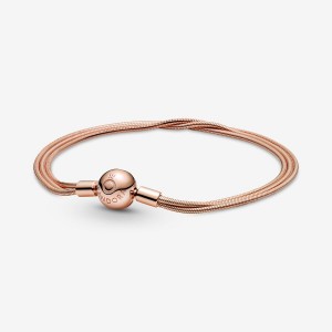 Pandora Moments Multi Snake Chain Bracelet Rose Gold Plated | 703WUAOIT