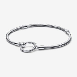 Pandora Moments O Closure Snake Chain Bracelet Sterling Silver | 792BUAJXS