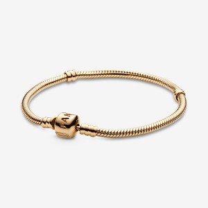 Pandora Moments Snake Chain Bracelet Gold | 184IECHYR