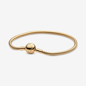 Pandora Moments Snake Chain Bracelet Gold Plated | 390LCGIQU