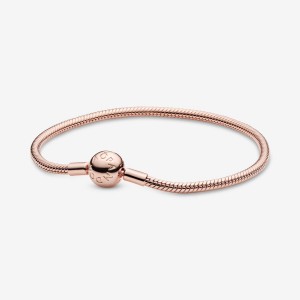 Pandora Moments Snake Chain Bracelet Rose Gold Plated | 695CEXMOD