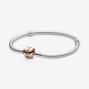 Pandora Moments Snake Chain Bracelet Two-tone | 693BUPFCS