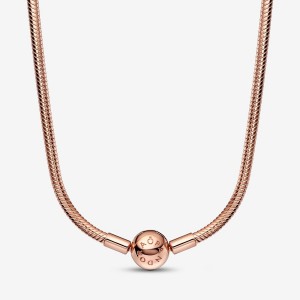 Pandora Moments Snake Chain Necklace Rose Gold Plated | 084YMSZUF