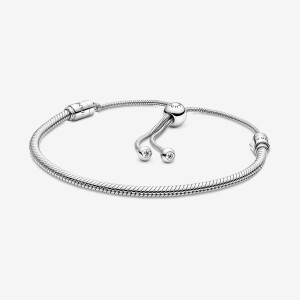 Pandora Moments Snake Chain Slider Bracelet Sterling Silver | 072WYIJZB