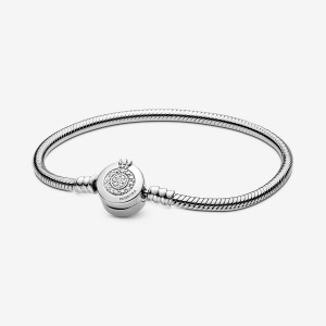 Pandora Moments Sparkling Crown O Snake Chain Bracelet Sterling Silver | 514UQNTKR