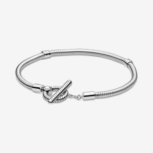 Pandora Moments T-Bar Snake Chain Bracelet Sterling Silver | 579KCXEJY