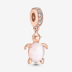 Pandora Murano Glass Pink Sea Turtle Dangle Charm Rose Gold Plated | 063YPTXUK