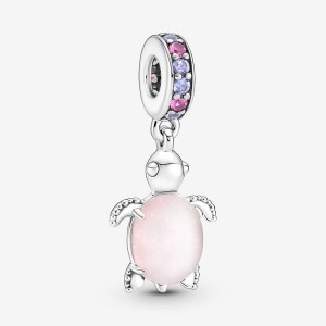 Pandora Murano Glass Pink Sea Turtle Dangle Charm Sterling Silver | 642XTMOFN