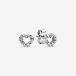 Pandora Open Heart Stud Earrings Sterling Silver | 281LAOQTS