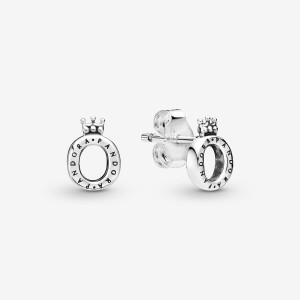 Pandora Polished Crown O Stud Earrings Sterling Silver | 064RILEQT