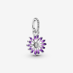 Pandora Purple Daisy Dangle Charm Sterling Silver | 540BUVLMC