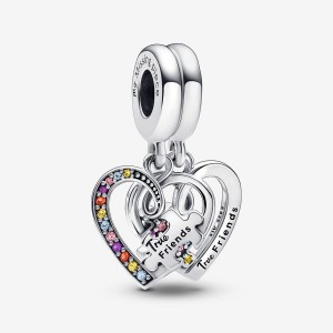 Pandora Puzzle Piece Hearts Splittable Friendship Dangle Charm Sterling Silver | 691PUEJTO