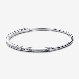 Pandora Signature I-D Pavé Bangle Sterling Silver | 930PTHFOE