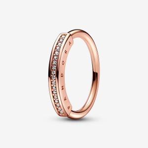 Pandora Signature I-D Pavé Ring Rose Gold Plated | 216AYUKLD