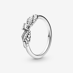 Pandora Sparkling Angel Wings Ring Sterling Silver | 386YAWOXH