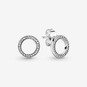 Pandora Sparkling Circle Stud Earrings Sterling Silver | 381XOFCDZ