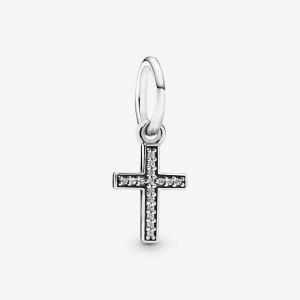 Pandora Sparkling Cross Dangle Charm Sterling Silver | 251KFJUVG