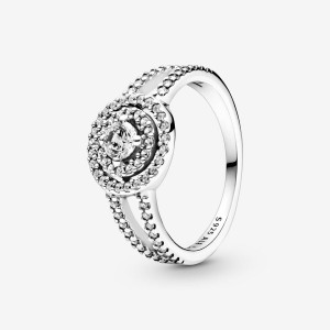 Pandora Sparkling Double Halo Ring Sterling Silver | 735GEIYQL