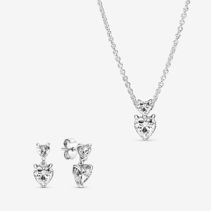 Pandora Sparkling Double Heart Jewelry Set | 079WDENCK